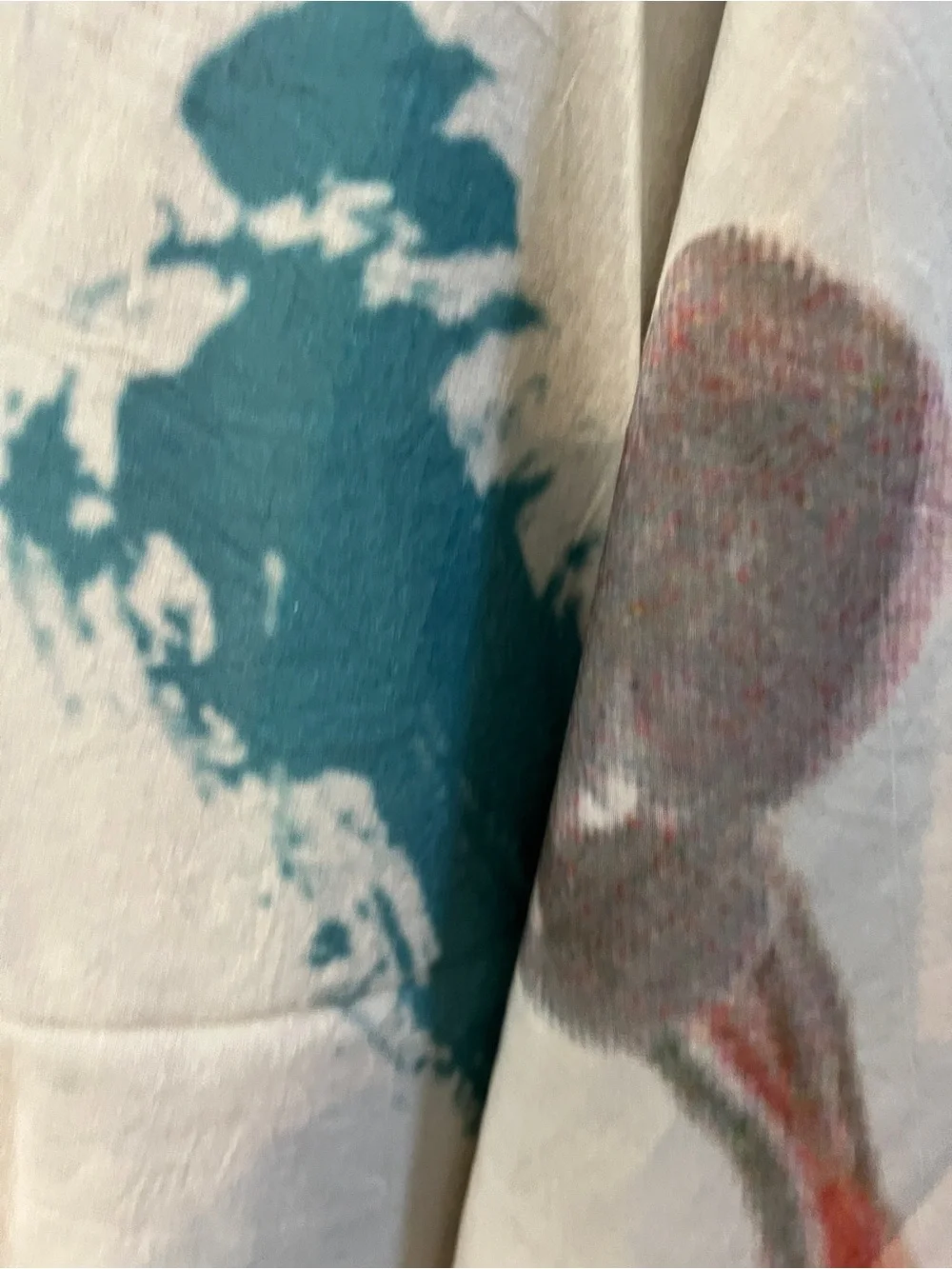Zara Multicolor Floral Watercolor Scarf with Teal and Red Accents